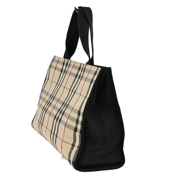 BURBERRY Logo Nova Check Hand Tote Bag Canvas Leather Beige Black 05KA814 - Picture 3 of 16